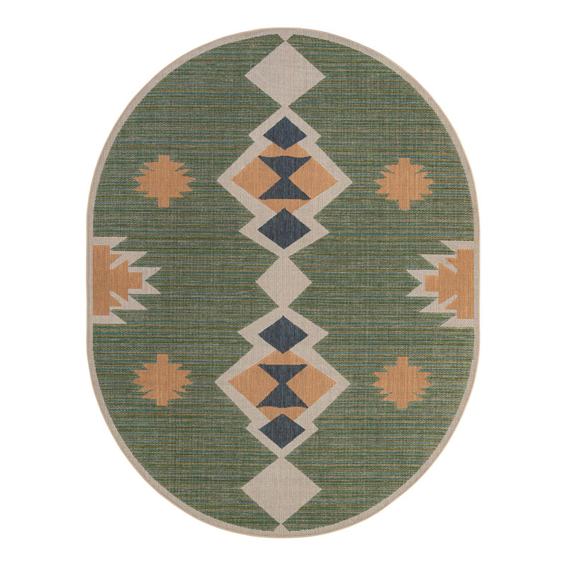 Tapis d'intérieur / extérieur vert Lauryn, Ovale 7 pi 10 po x 10 po
