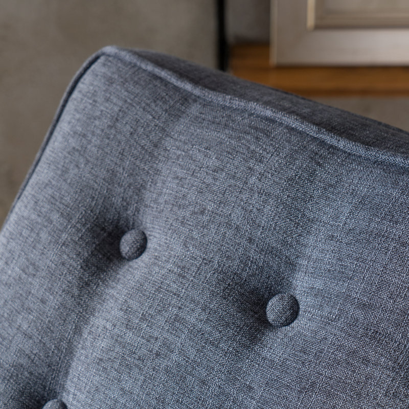 Fauteuil inclinable manuel capitonné à boutons, Polyester bleu foncé