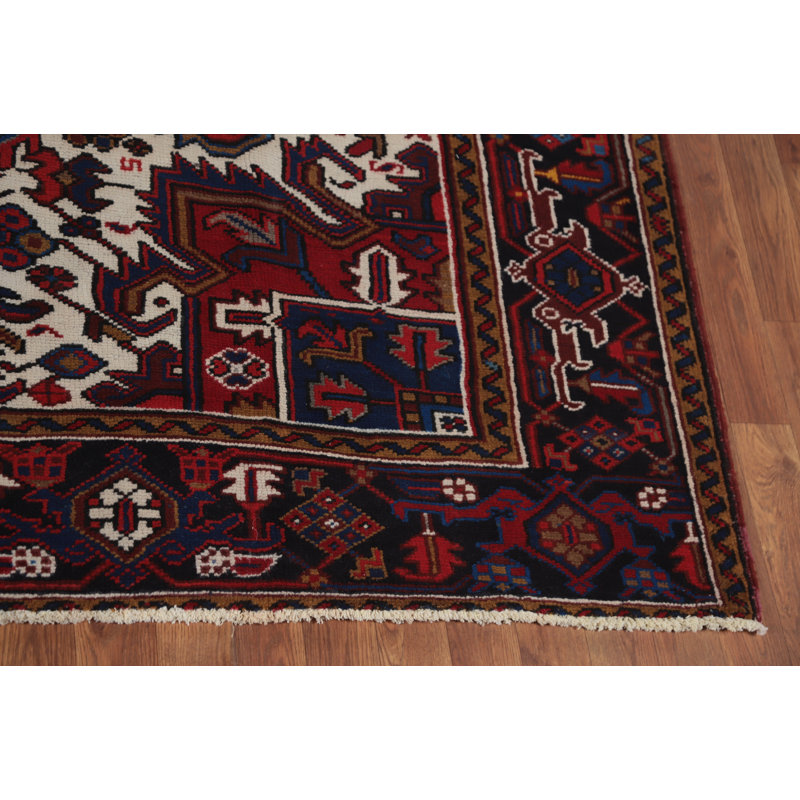Tapis traditionnel rétro en laine rouge 8 x 11