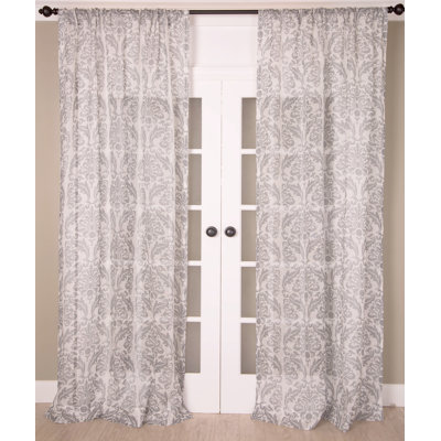Printed 100% Linen Sheer Rod Pocket Window Curtain Panel for Bedroom, Living Room