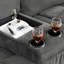 Causeuse inclinable manuelle avec console de rangement et chargement par USB de type C, canapé rembourré gris pour le salon-1893967443
