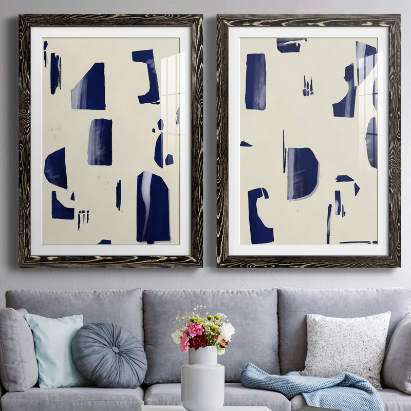 «Fragment Abstraction I», ensemble de 2 peintures encadrées, H 31,5 po x l 47 po x P 1,5 po, Noir