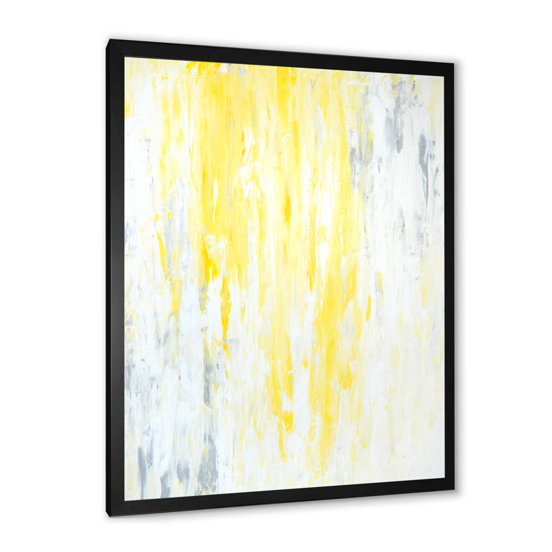 Gris et jaune, art abstrait - art mural moderne et contemporain sur toile, H 20 po x l 12 po x P 1 po, Cadre photo noir