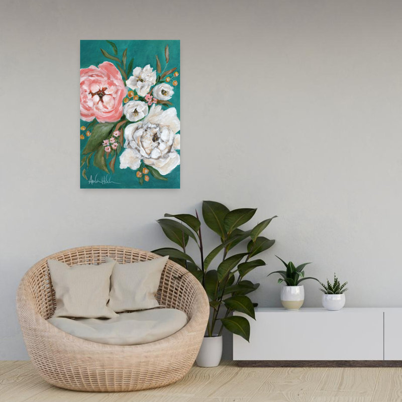 Art et fleurs de pivoines printanières, H 24 po x l 16 po