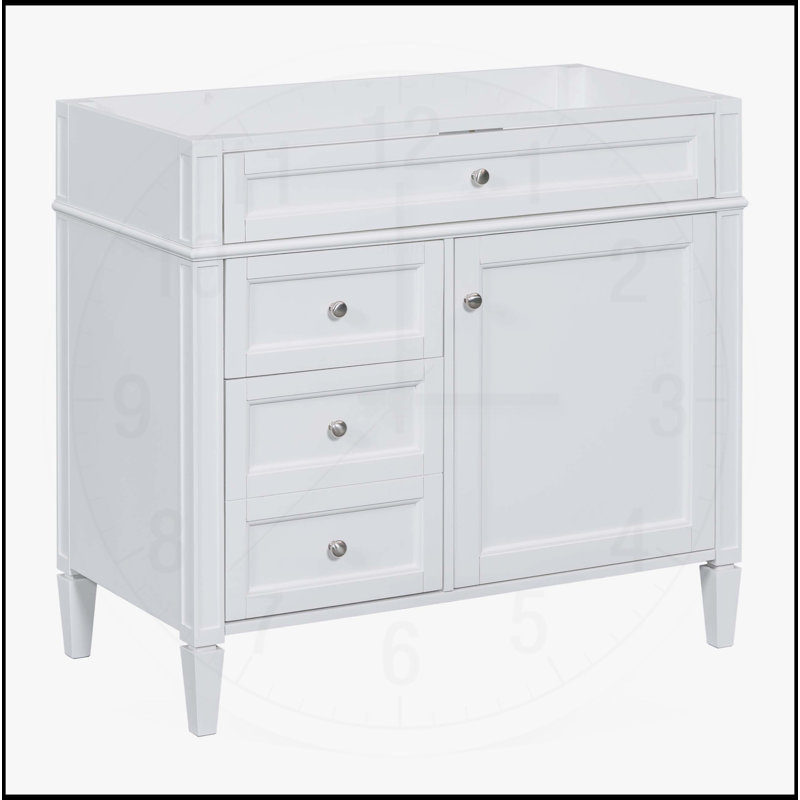 Meuble-lavabo 36 po sans lavabo supérieur, Argent argent, Blanc
