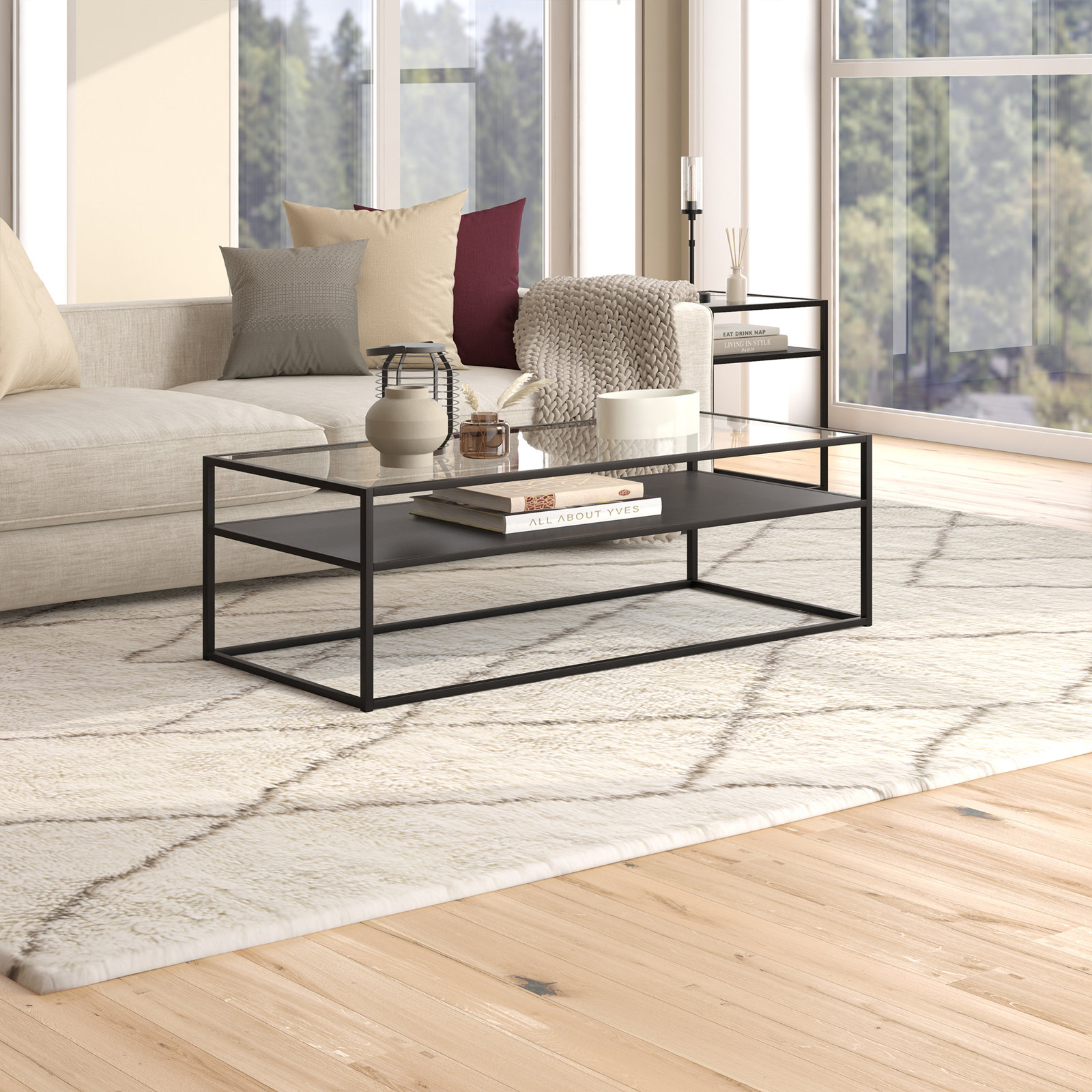 Duran Single Coffee Table, 17" H x 54" W x 24" D