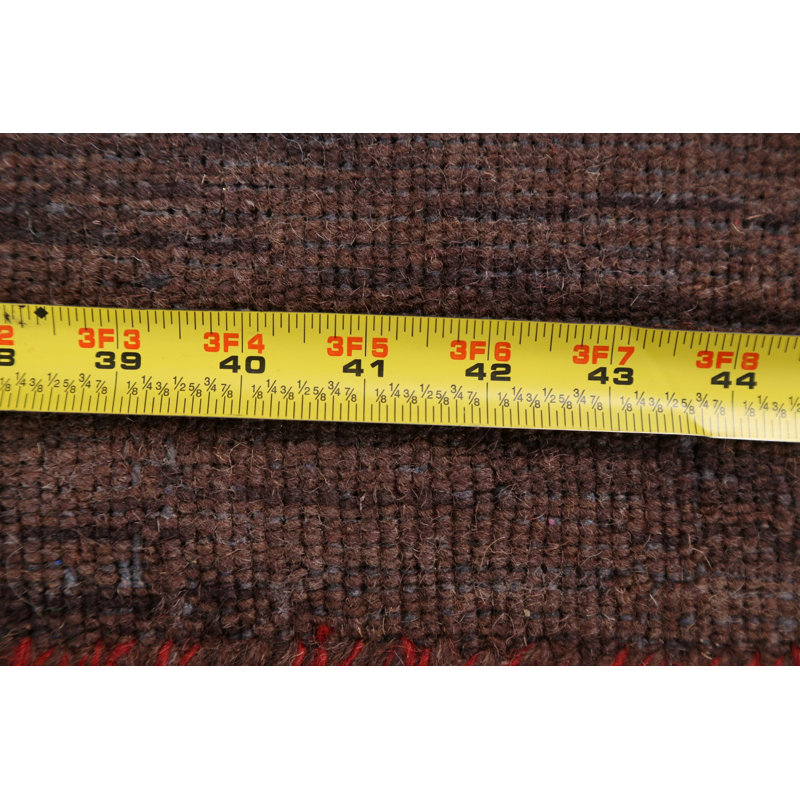 Tapis unique en laine noué à la main Gabbeh nouvel âge rouge / brun de 8 pi 1 po x 10 pi Trente