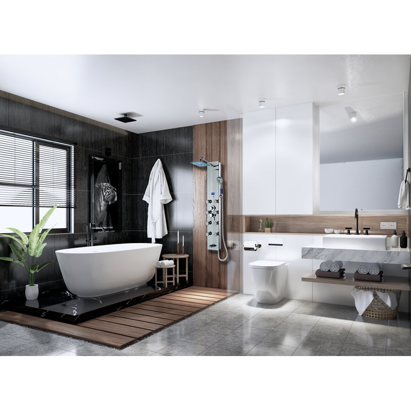 Panneau de douche en aluminium avec pomme de douche Blue Ocean, Transparent