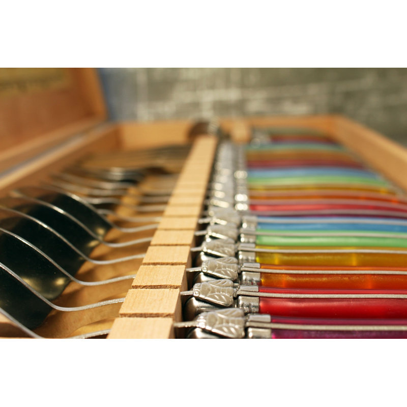  24 Piece Flatware Set, Rainbow in Wood Presentation Box, Multi Color