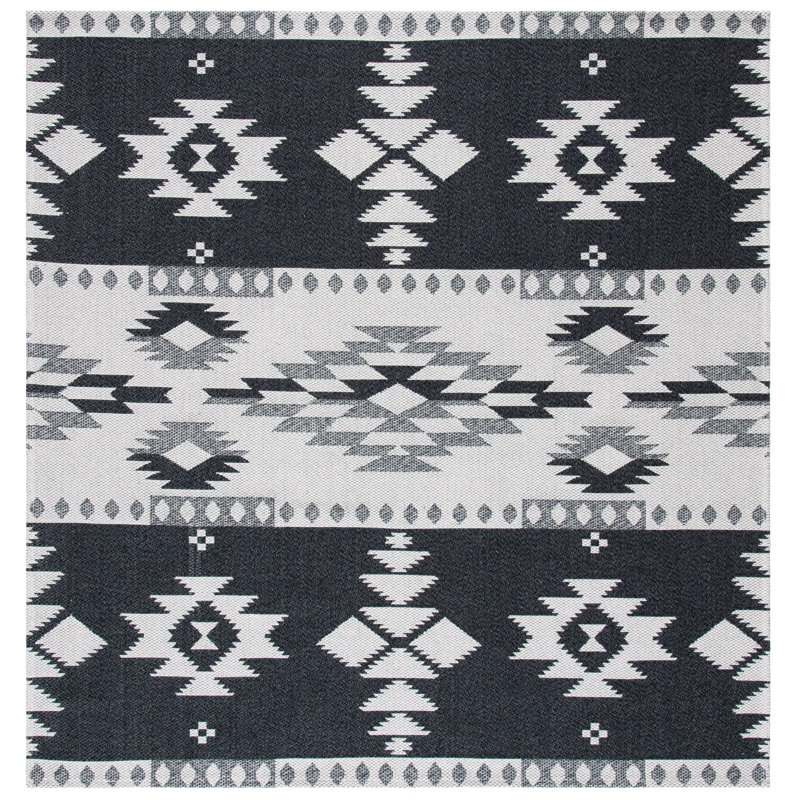 Tapis noir / gris clair Stansfield Southwestern, Carré 6 pi 4 po