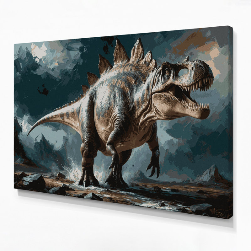 «Dinosaur Spinosaurus», art mural sur toile noire