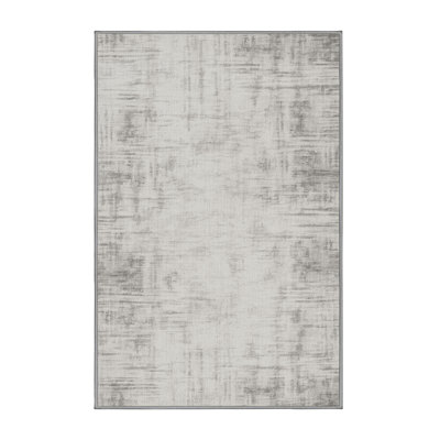 Tapis abstrait gris lavable à la machine