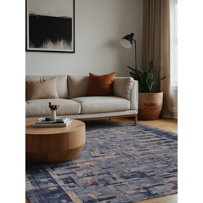 Machine Washable Gray Area Rug, Square 8'