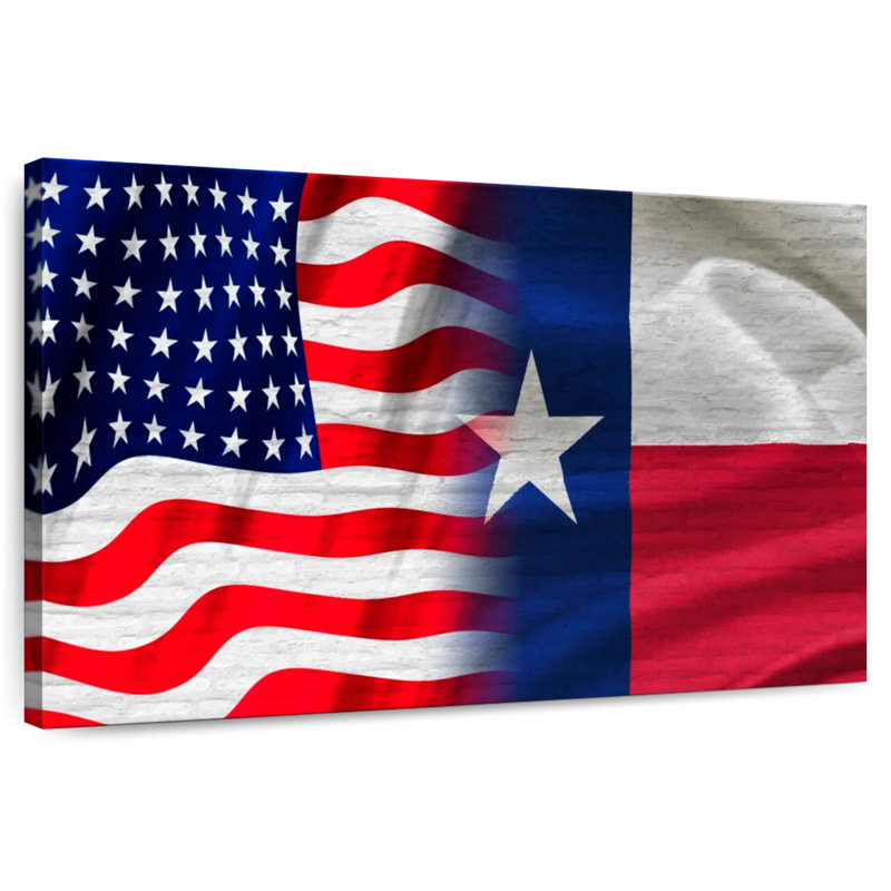 Borges US And Texas Flag, 8" H x 12" W