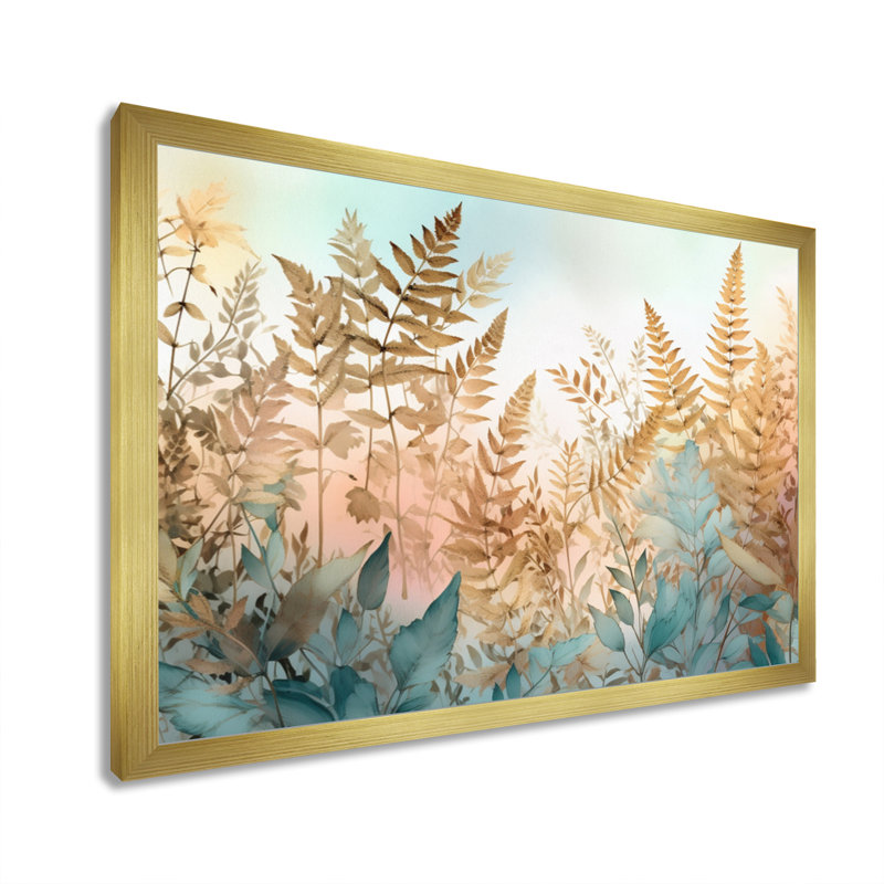 Annecliffe Fern Fantasia - impression, H 12 po x l 20 po x P 1 po, Encadrement doré