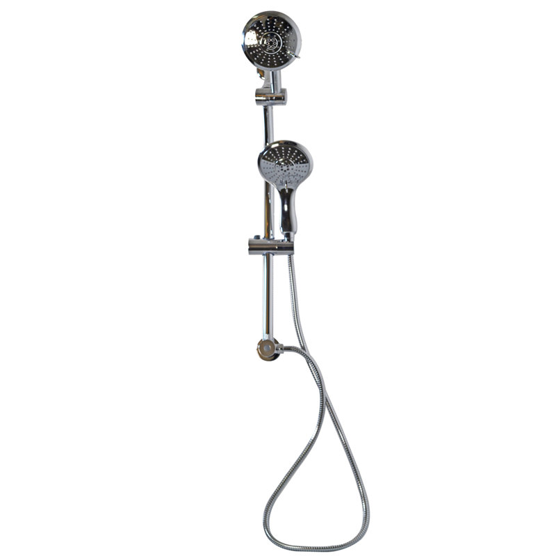 Barre d'ajustement réglable avec pomme de douche et douchette, Chrome poli