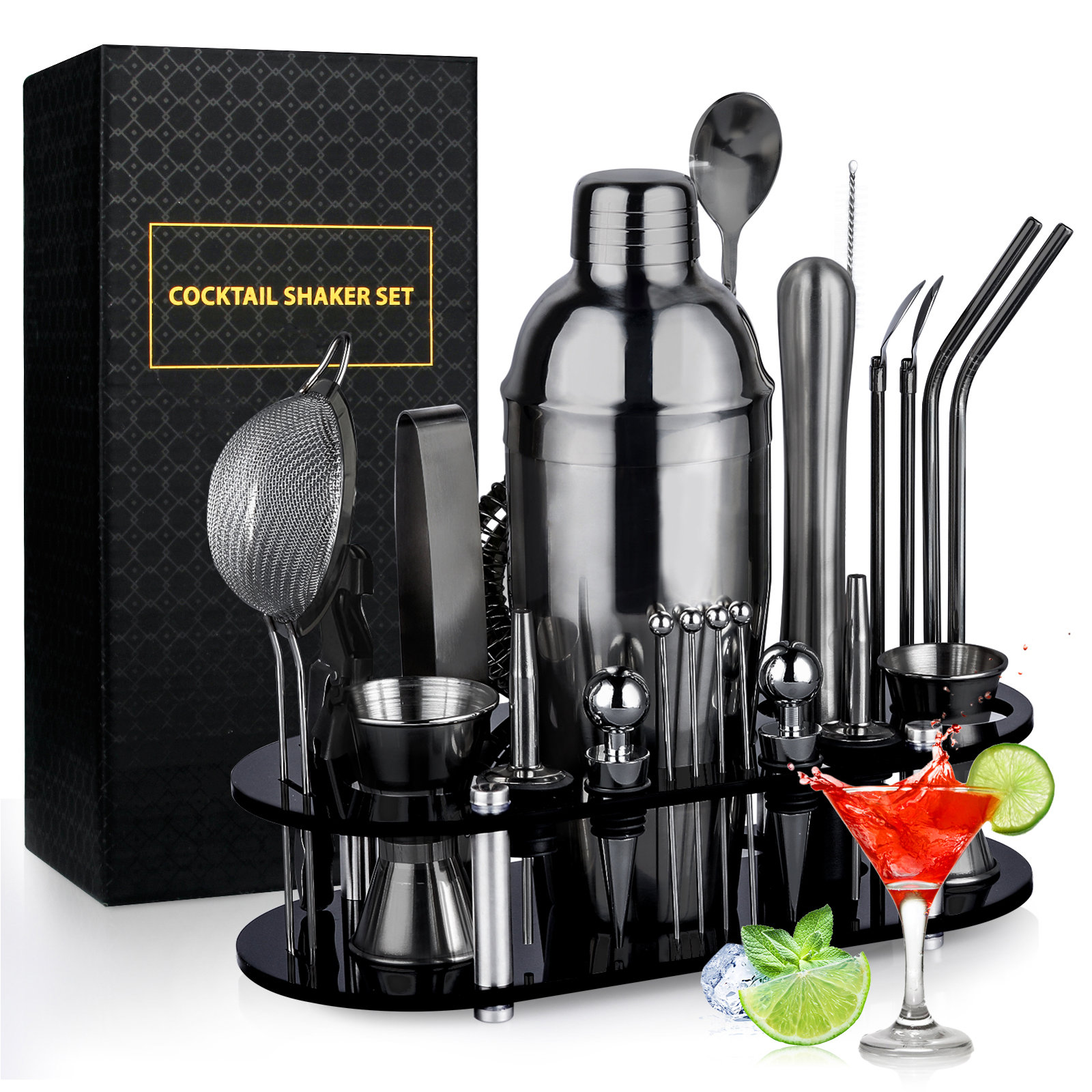 Suranne Stainless Steel Shaker, Black