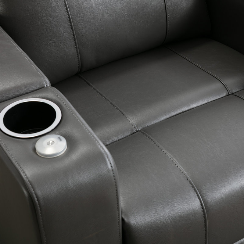 Fauteuil inclinable électrique en simili cuir avec accoudoirs et porte-gobelets de 33,1 po de largeur Ryat (ensemble de 2)
