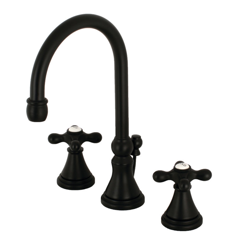 Governor Widespread Bathroom Faucet with Drain Assembly, Matte Black