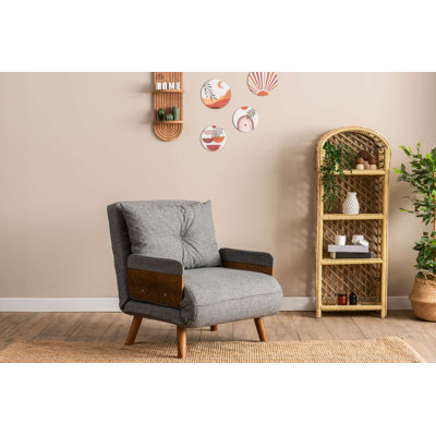 Modern 1-Seat Sofa Bed, Light Grey, 30.3 x 27.6 x 32.3 inches | 100% Metal Frame, 100% Polyester Fabric | 14-Level Adjustable Back | Versatile Sleeper for Small Spaces, Stylish and Functional Design