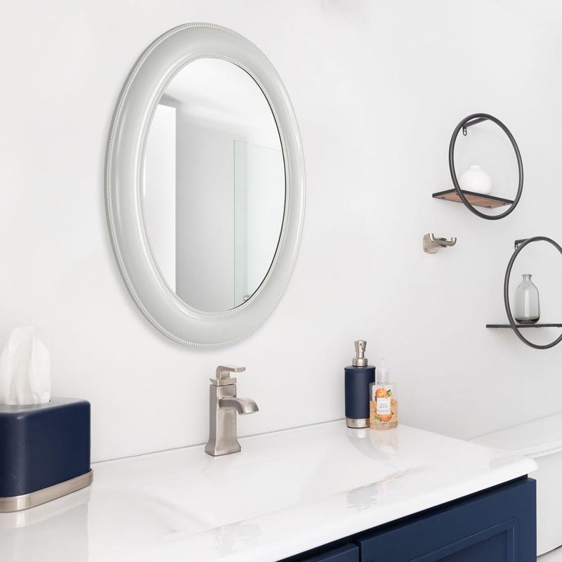  Miroir mural décoratif décoratif ovale blanc H 29,25 po pour décoration de meuble-lavabo