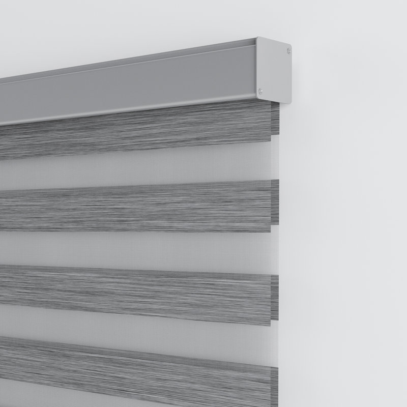 Store à enroulement double couche Zebra Blinds, Gris, L 48 po x L 72 po