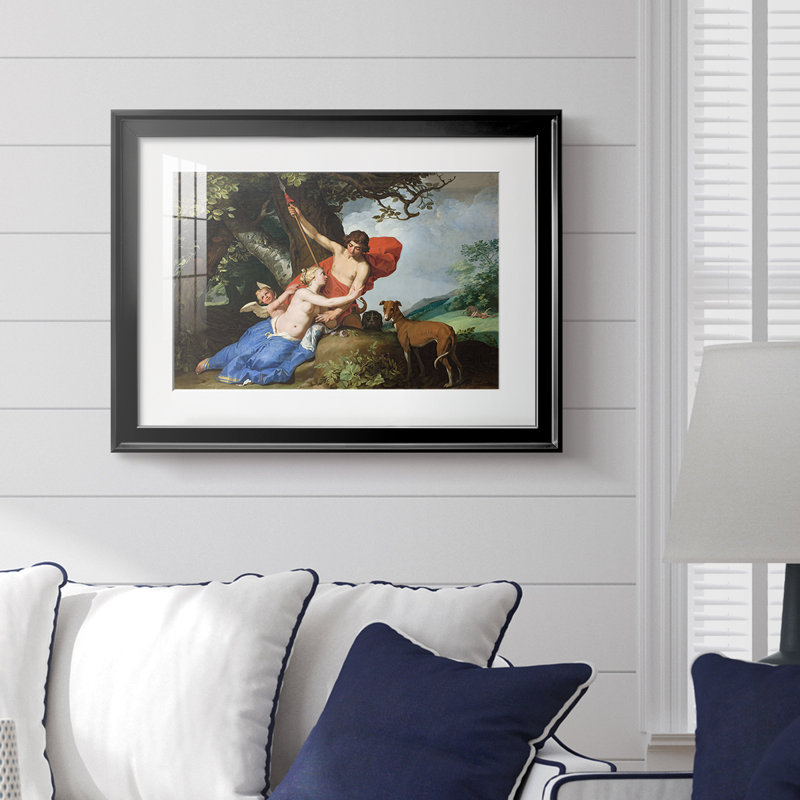 Vénus et Adonis-Abraham Bloemaert-Reproduction encadrée avec passe-partout et verre-1632, 18,5 x 24,5, Impression encadrée