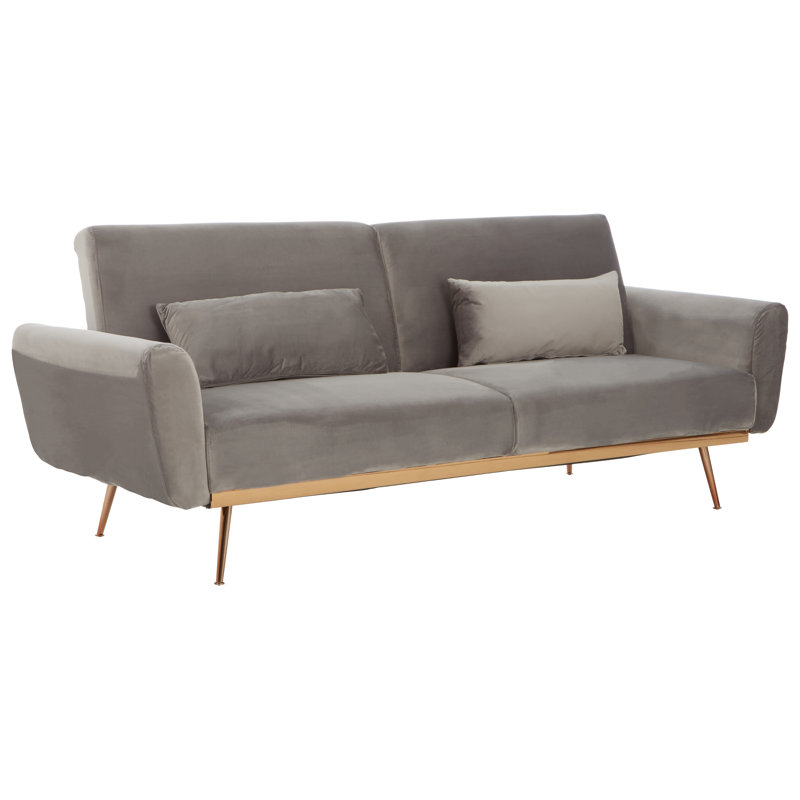 Doe 3 Seater Velvet Sofa Bed, Gray