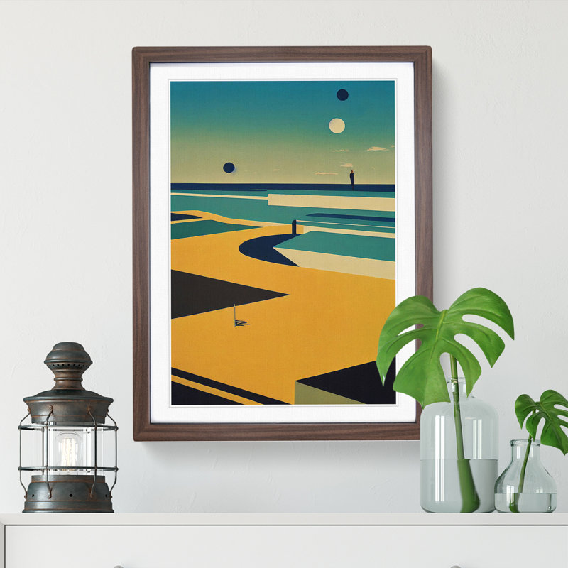 Beach Abstract No.7 - Single Picture Frame Print, 64cm H x 46cm W x 2cm D, Walnut Framed