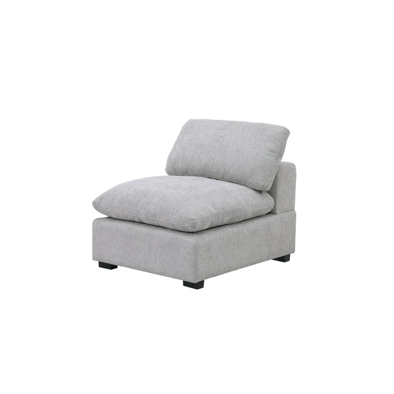 Module modulaire sans accoudoirs pour canapé modulaire Ashari, Polyester gris clair