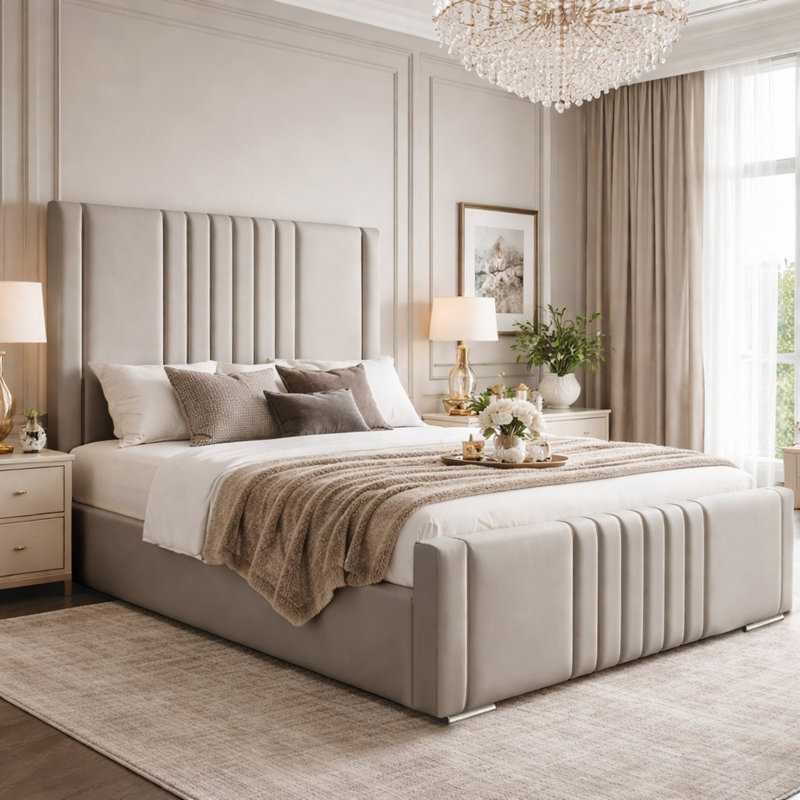 Upholstered Bed, Double (4'6), Coffee