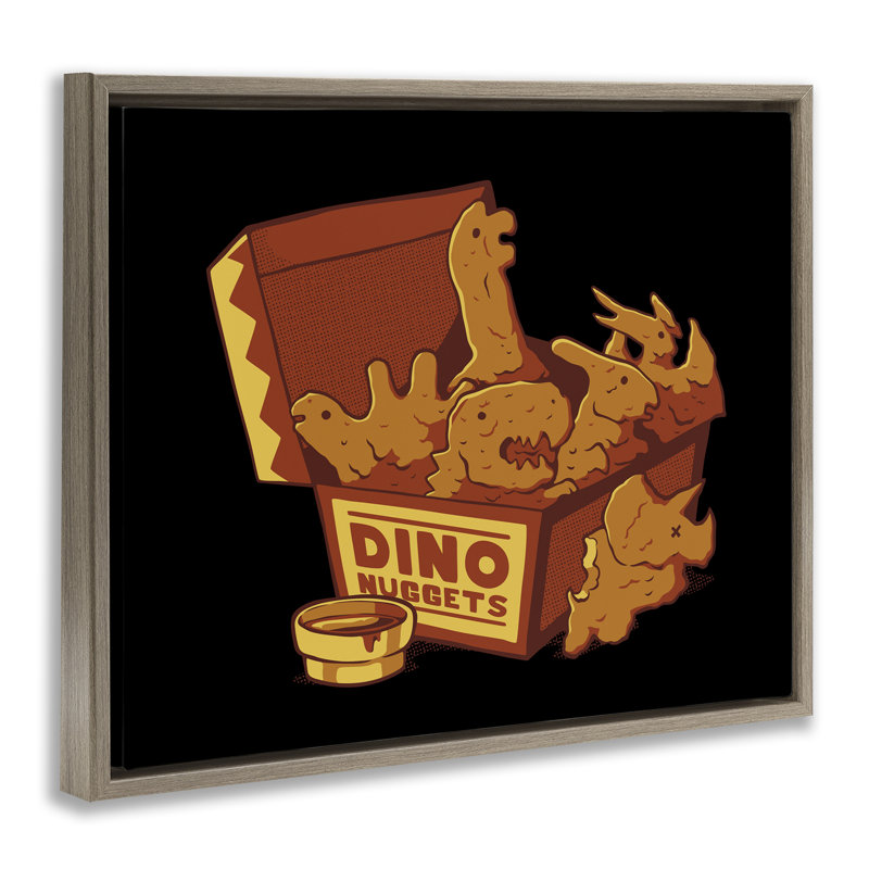Dino Nuggets avec sauce, cadre flottant, design par Tobe Fonseca, Montalcino orme flottant encadré, H 25 po x l 31 po