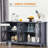 Abbra Sideboard, Buffet Cabinet with Tempered Glass Doors and Adjustable Storage Shelf, Credenza-1030457311