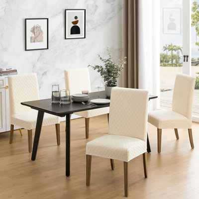 Ensemble de 6 housses de chaises de salle à manger 100% imperméables en jacquard extensible Super Fit