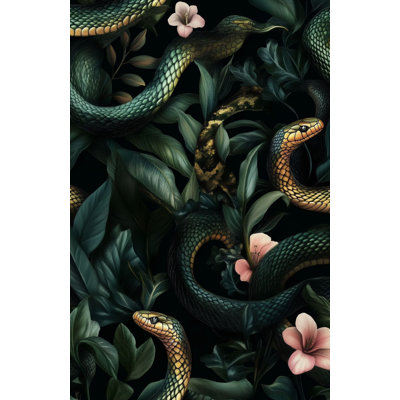 Papier peint botanique vert Snake Jungle