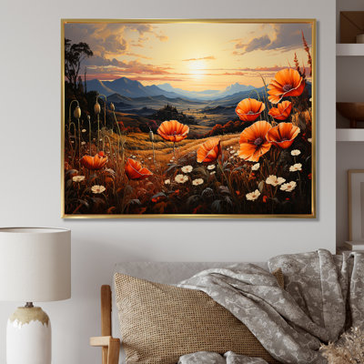«Orange Crimson Floweret Garden Serenade» sur impression sur toile