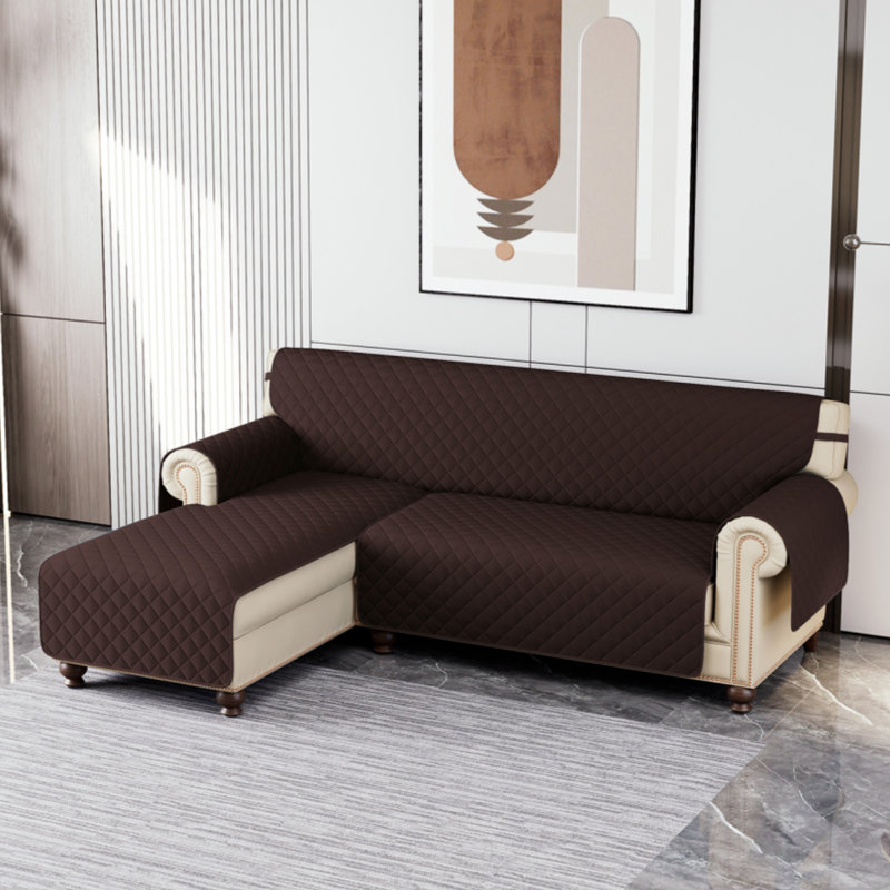 Housse réversible pour canapé à coussins carrés antidérapants, H 61 po x l 82 po x P 53 po, Brun
