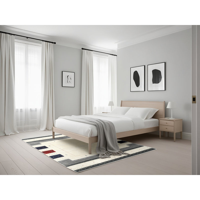 Tapis ivoire / gris Drumawillin, Rectangle 5 pi x 7 pi