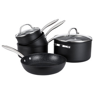 Prestige Scratch Guard Non Stick Pots and Pans with Frying Pan, Stockpot & 3 Piece Saucepan Set - induction Suitable, Dishwasher Safe, Scratch Resistant Cookware