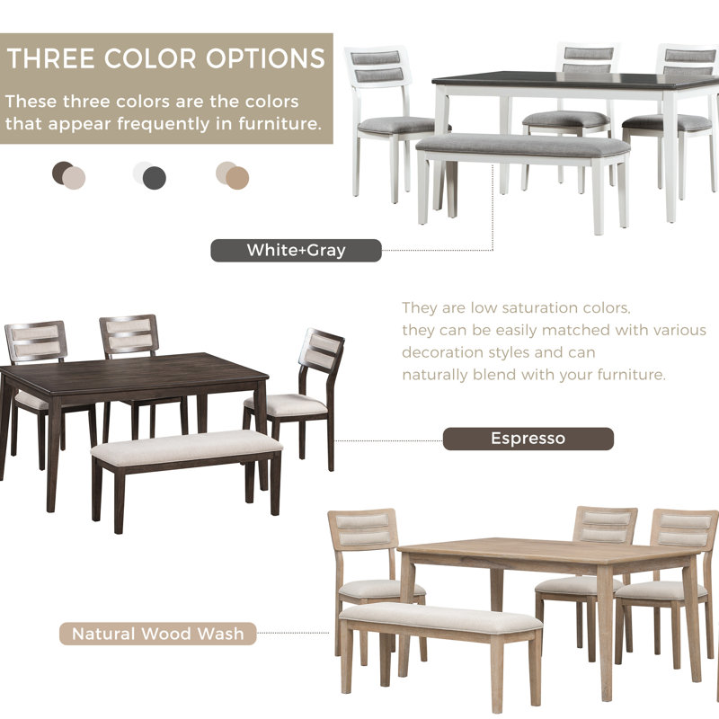 Ensemble de salle à manger classique avec table trapézoïdale et chaises ergonomiques