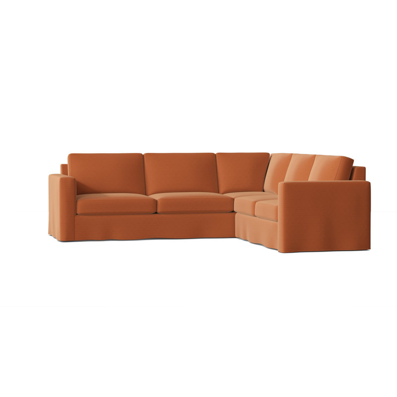 Bewley Upholstered L-Shaped Sectional, Dark Brown, Marlow Tangelo, Right Hand Facing