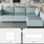 Canapé-lit modulaire avec rangement, tissu en chenille bleu antique, 4, profondeur 96,69 po, largeur 62,57 po, hauteur 31,97 po, capacité de poids de 184,4 lb-121077491