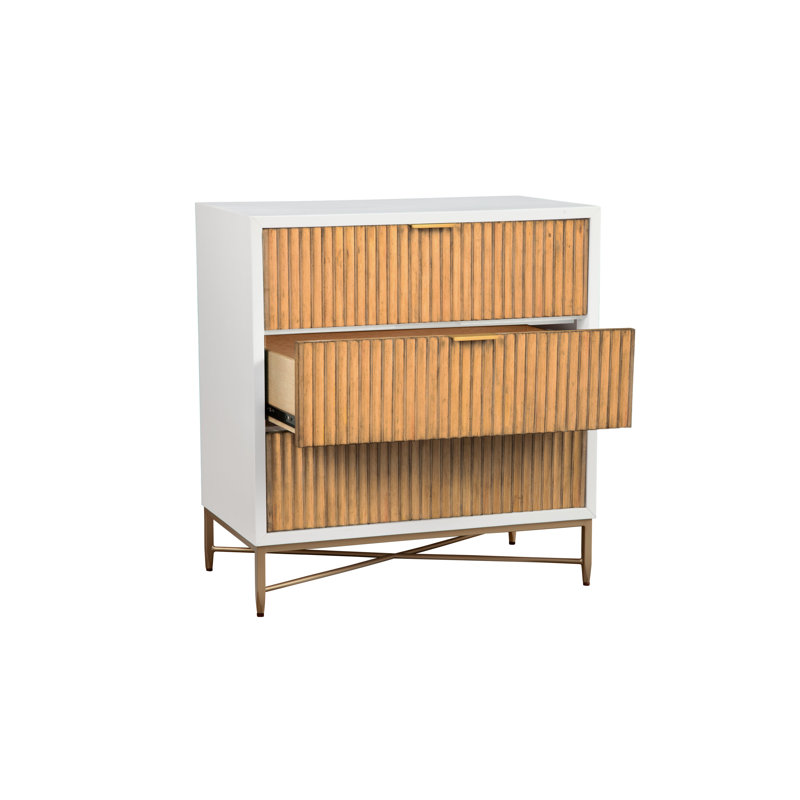 Commode 3 tiroirs Giddens, Blanc
