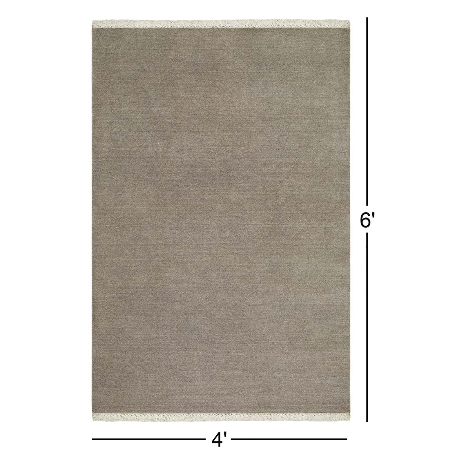 Clio Hand-Loomed Beige Wool Rug, Rectangle 4' x 6'
