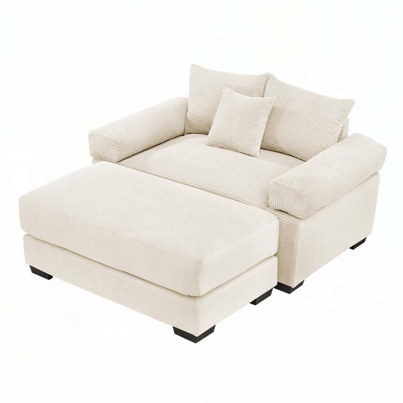 Fauteuil club avec repose-pieds 54,3 po, Beige