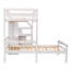 Lit mezzanine avec lit autonome, escalier de rangement, bureau, tablettes et tiroirs-114803563