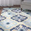 Tapis d'intérieur / extérieur bleu / beige crocheté à la main Daina Geoemtric-16761986
