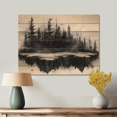 The Enchanted Flow Of The Winter Forest I - Forest Wood Print - On Natural Pine Wood