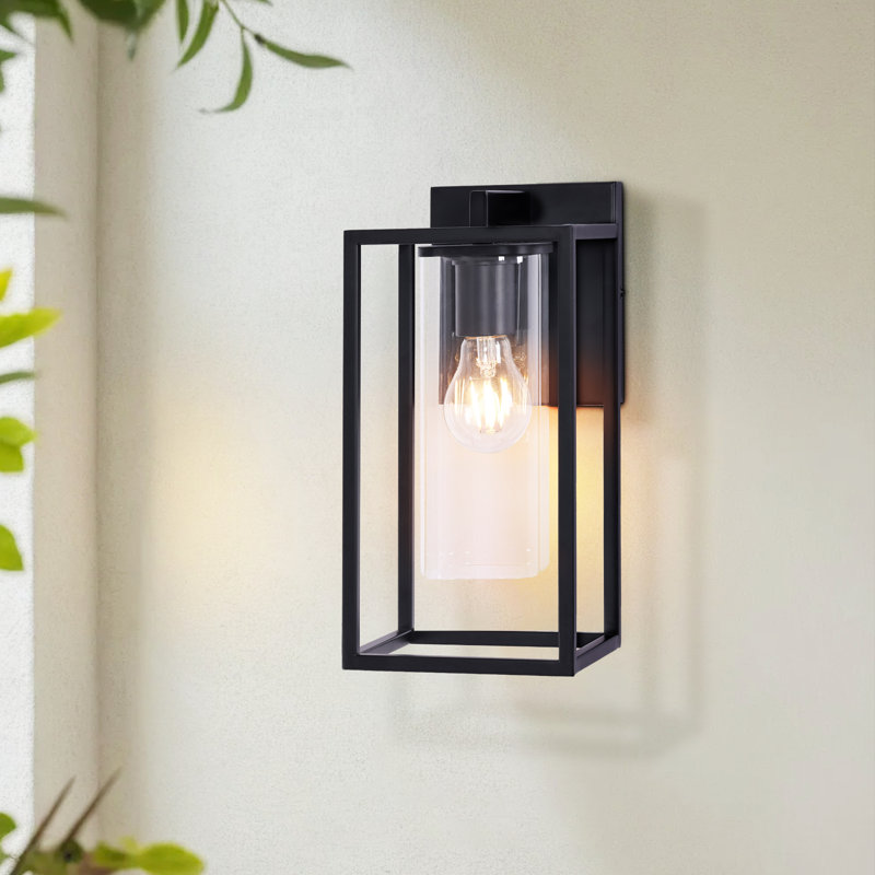 Lanterne murale d'extérieur 1 lumière Tiernan, H 12,15 po x l 5,75 po x P 8,05 po, Noir mat