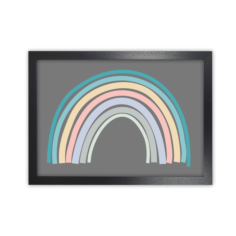 Multicolour Rainbow Art Original - Print, 21cm H x 30cm W x 3cm D, Grey, Black Framed
